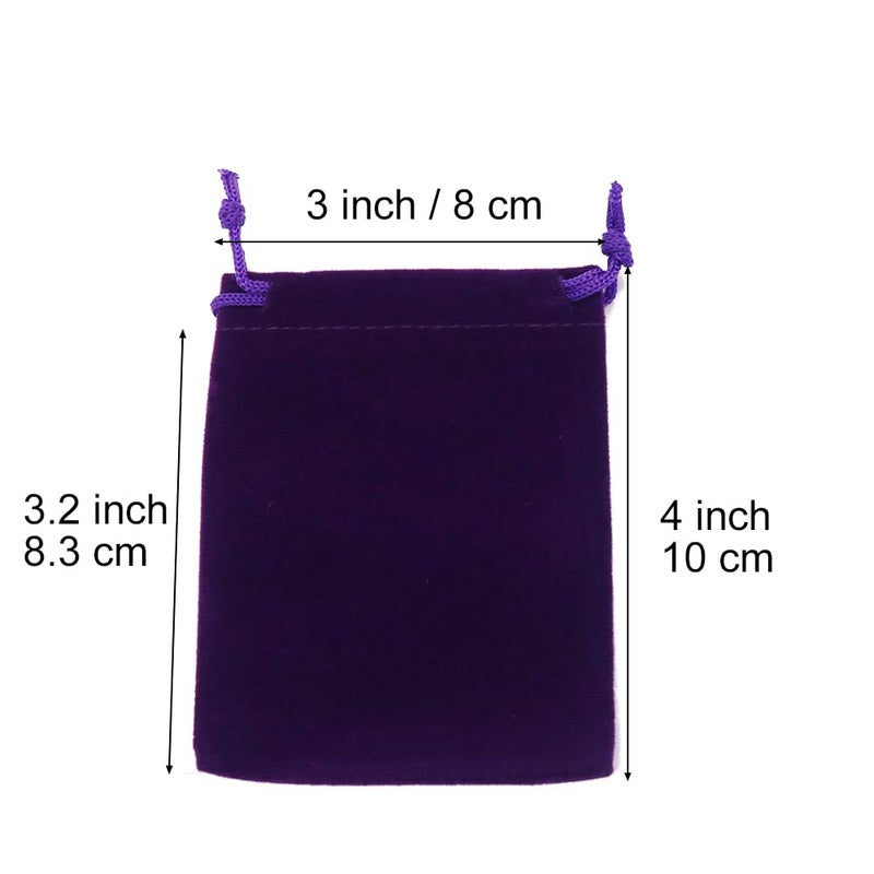HRX Package Small Velvet Jewelry Bags with Drawstring, 20pcs Velvet Cloth Gift Pouches Purple (3x4 inches) - Image 2
